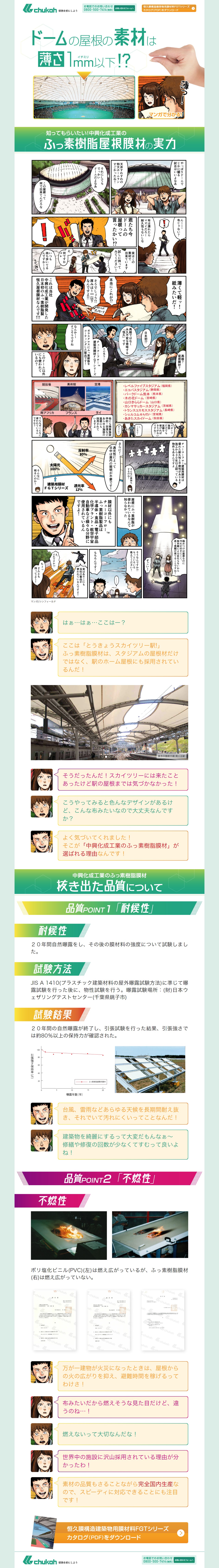 東京ドーム編 ふっ素樹脂屋根膜材はすごい Lp 中興化成工業株式会社様 制作実績一覧 株式会社シンフィールドのマンガ家制作実績一覧